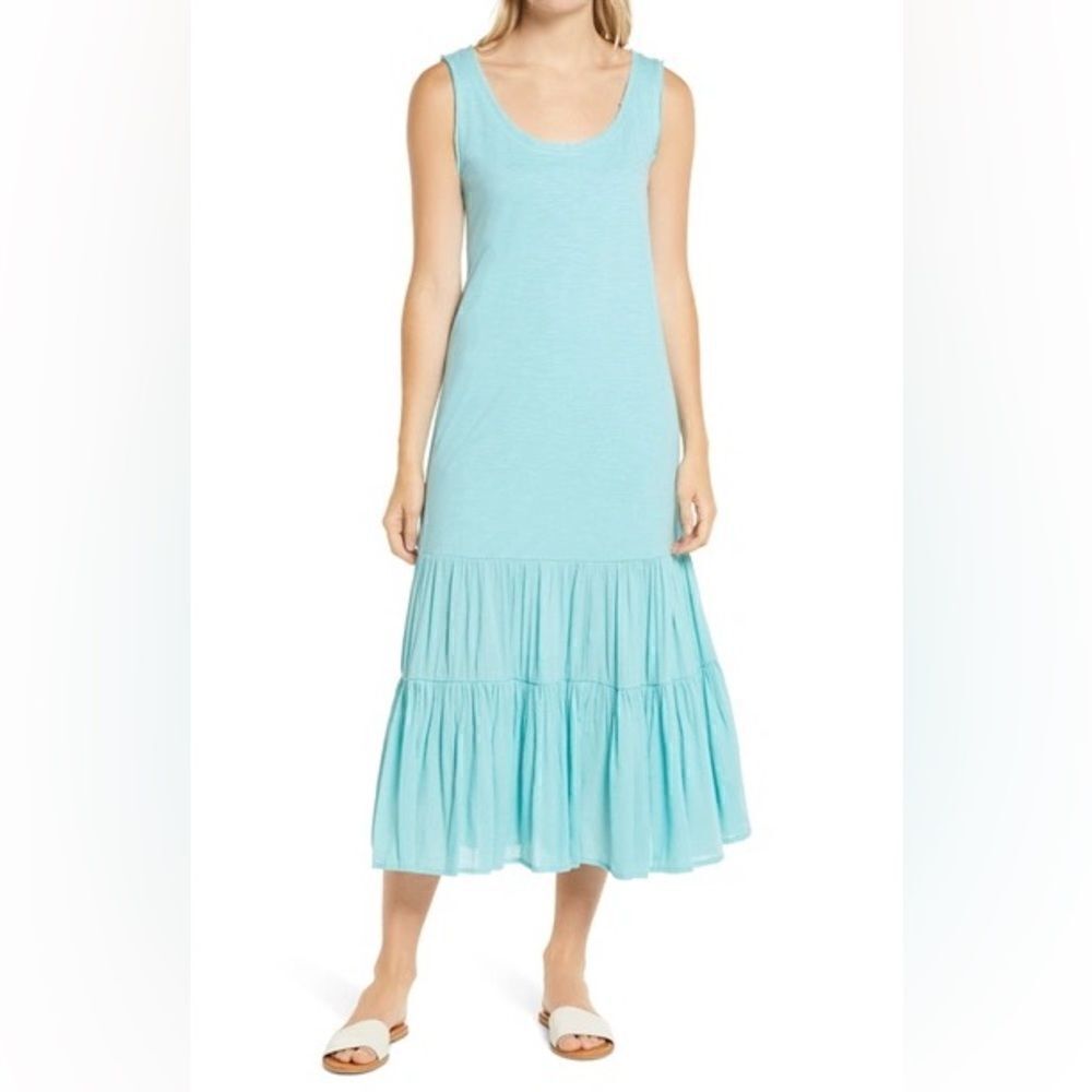 Caslon teal maxi dress and ruffled tiered hem